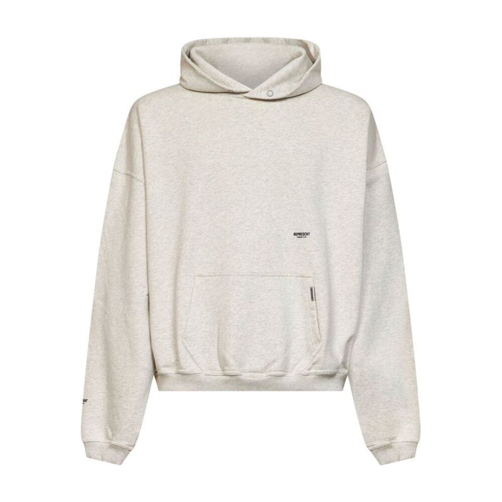 Represent Men Cream Cotton Micro Owners Club Hoodie
